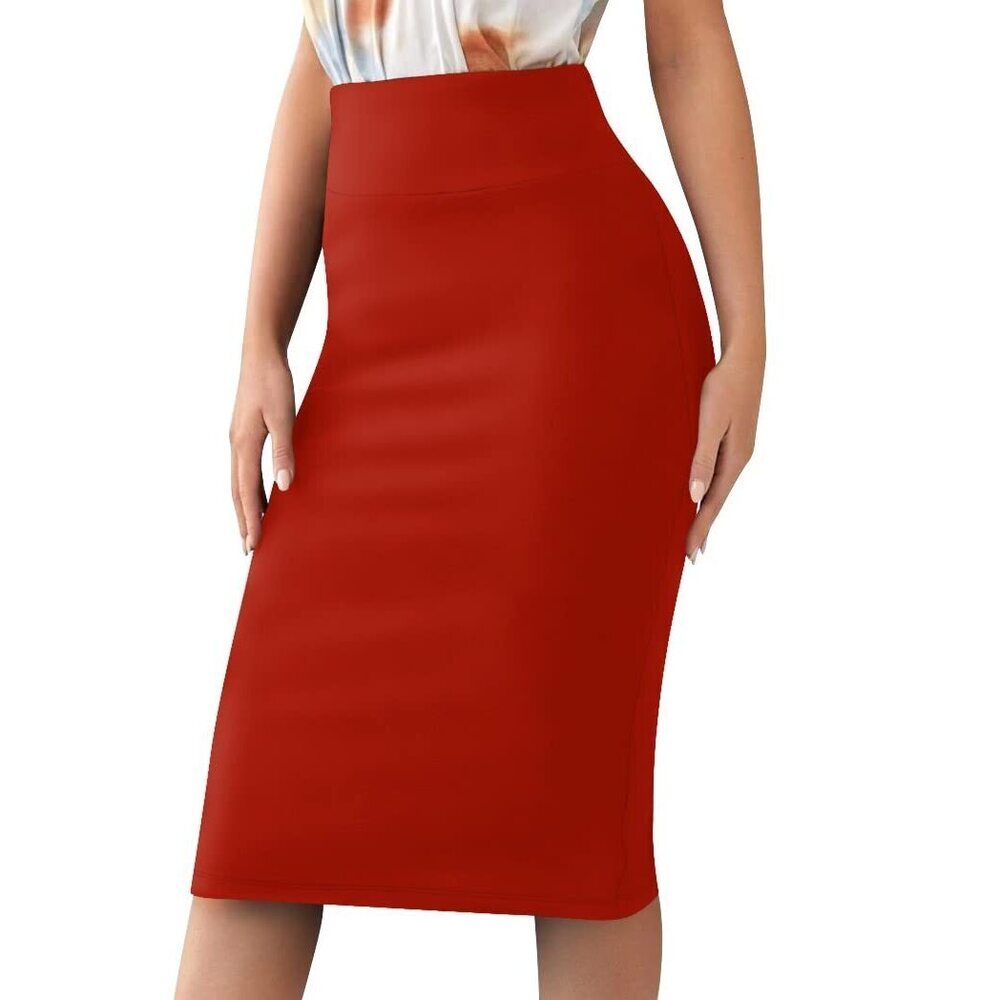 4913 ’s Basic Stretch Pencil Skirt- Regular & Plus Size- Below Knee Office